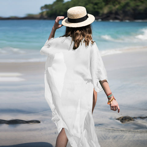 Pure Chiffon Cardigan Beach Dress Long Skirt Bikini Swimsuit Blouse