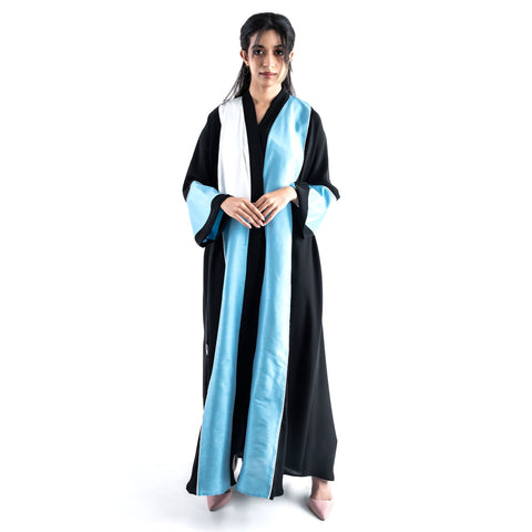 Mondrian Art Blue White Front Panel Abaya I