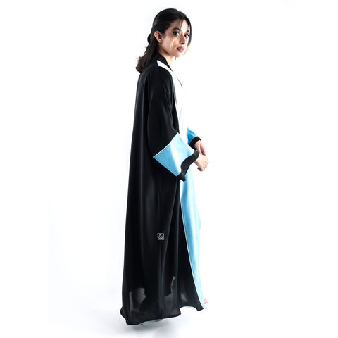 Mondrian Art Blue White Front Panel Abaya I