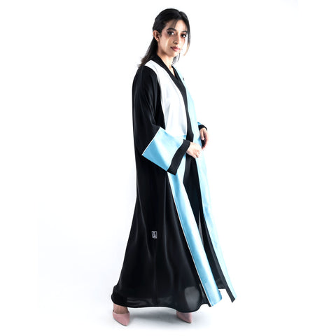 Mondrian Art Blue White Front Panel Abaya I