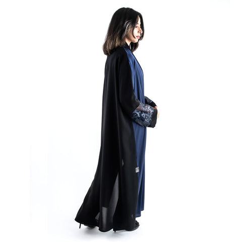 Luxury Royal Blue Satin & Dentelle Abaya