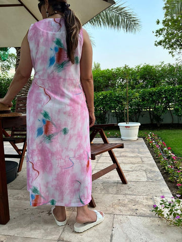 Pink Marshmallow Sleeveless Wrap Dress