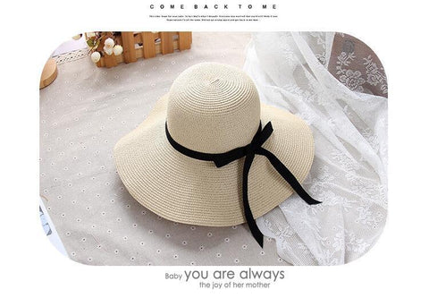 2022 New Simple Foldable Wide Brim Floppy Girls Straw Hat Sun Hat Beach Women Summer Hat UV Protect Travel Cap Lady Cap Female