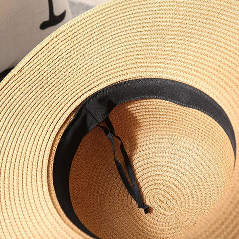 New Simple Foldable Wide Brim Floppy Girls Straw Hat Sun Hat Beach Women Summer Hat UV Protect Travel Cap Lady Cap Female