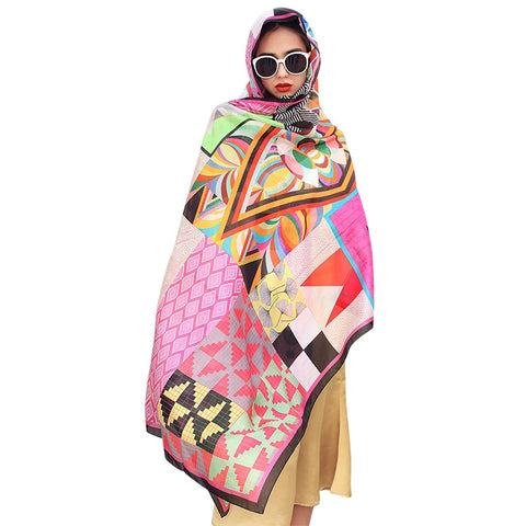 Silk Long Scarf Luxury Brand Women New Design Beach Blanket Shawl Wear Swimwear Bandana Hijab Face Shield Foulard 2020