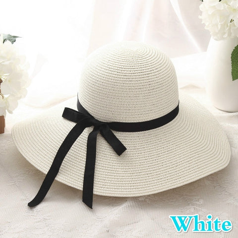 New Simple Foldable Wide Brim Floppy Girls Straw Hat Sun Hat Beach Women Summer Hat UV Protect Travel Cap Lady Cap Female