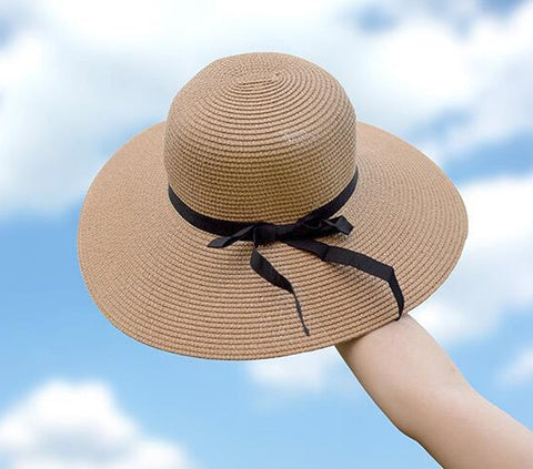 2022 New Simple Foldable Wide Brim Floppy Girls Straw Hat Sun Hat Beach Women Summer Hat UV Protect Travel Cap Lady Cap Female