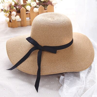 2022 New Simple Foldable Wide Brim Floppy Girls Straw Hat Sun Hat Beach Women Summer Hat UV Protect Travel Cap Lady Cap Female